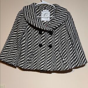 Milly Black & Ivory Wave-Pattern wool Toggle Coat